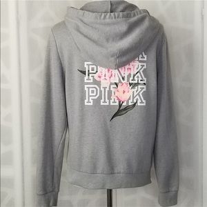 PINK floral zip up sweater